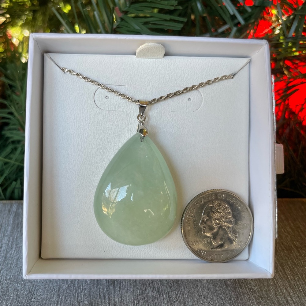 Genuine Green Morganite Sterling Silver Necklace